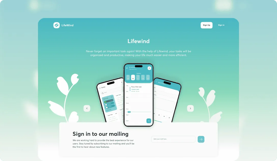 Landing page de captura para app de bem-estar