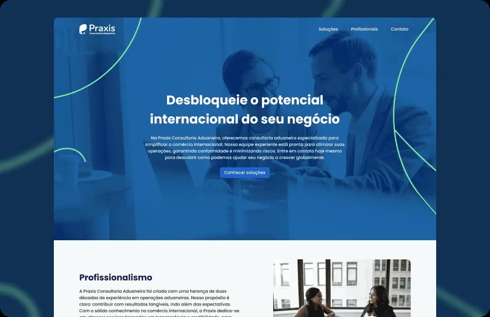 Institutional Landing Page for a customs consultancy